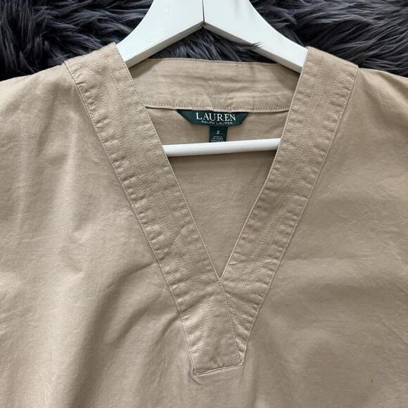 Ralph Lauren Tan Stretch Cotton Shift Dress Tunic Beige Brown Size 2 Or Xs - Picture 2 of 5